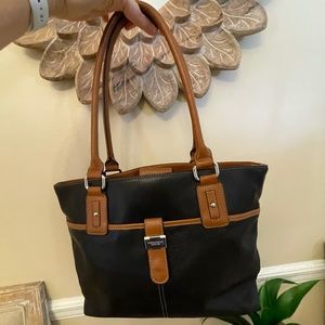 Tignanello Leather Shoulder Bag Black/Brown